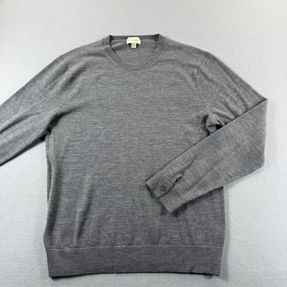 Club Monaco Sweater Mens Medium Gray Wool Crewneck Knit Pullover Lightweight
